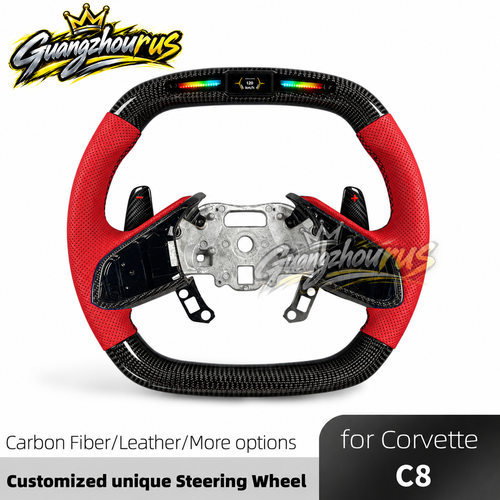 Custom Carbon Fiber LED Steering Wheel for Chevrolet Corvette C8 Stingray, Z06 & E-Ray | 2020–2026