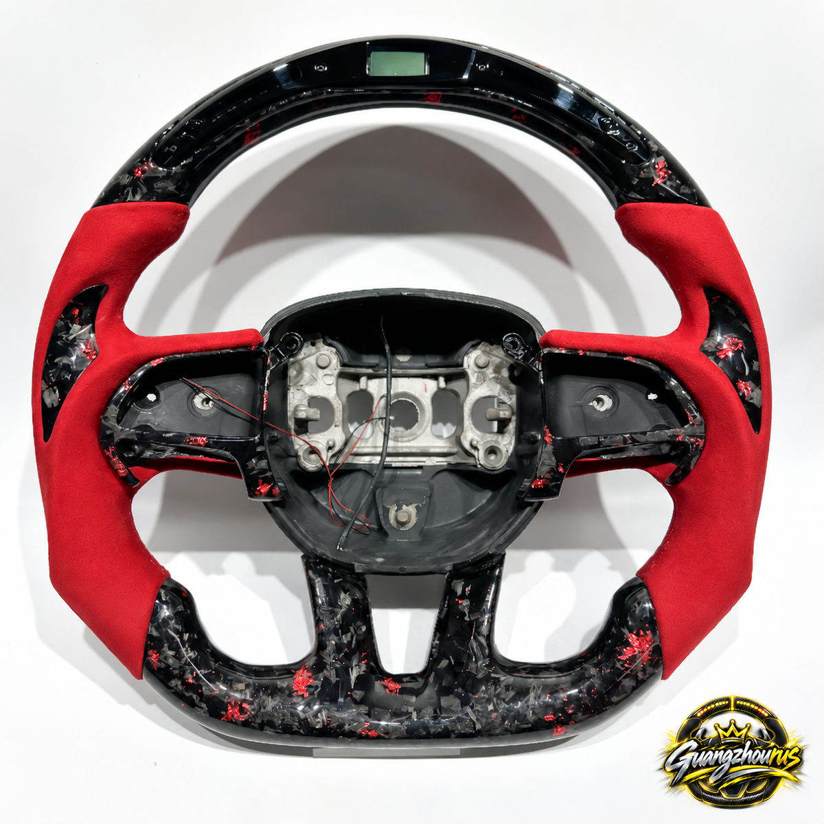 LED Rpm Customizable Red Forged Carbon Fiber Car Steering Wheel Suitable for Dodge Challenger Charger Durango Hellcat SRT RT 392