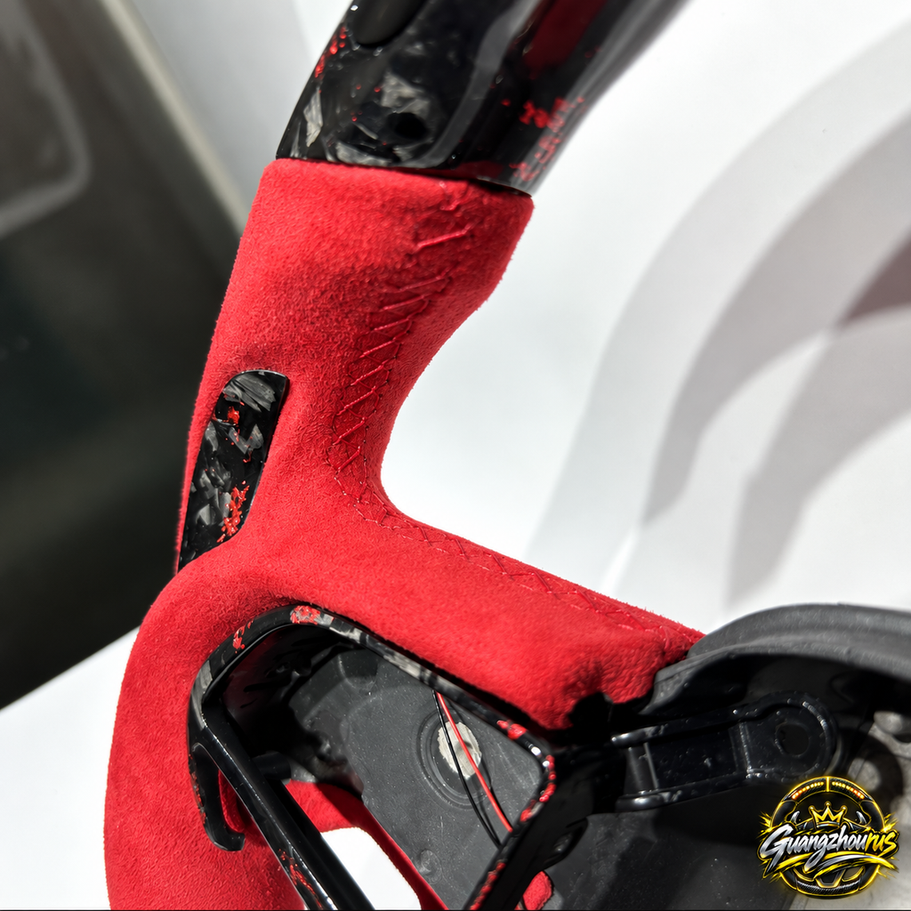 LED Rpm Customizable Red Forged Carbon Fiber Car Steering Wheel Suitable for Dodge Challenger Charger Durango Hellcat SRT RT 392